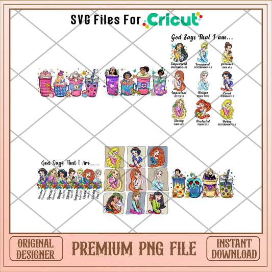 Disneyland princess characters png bundle