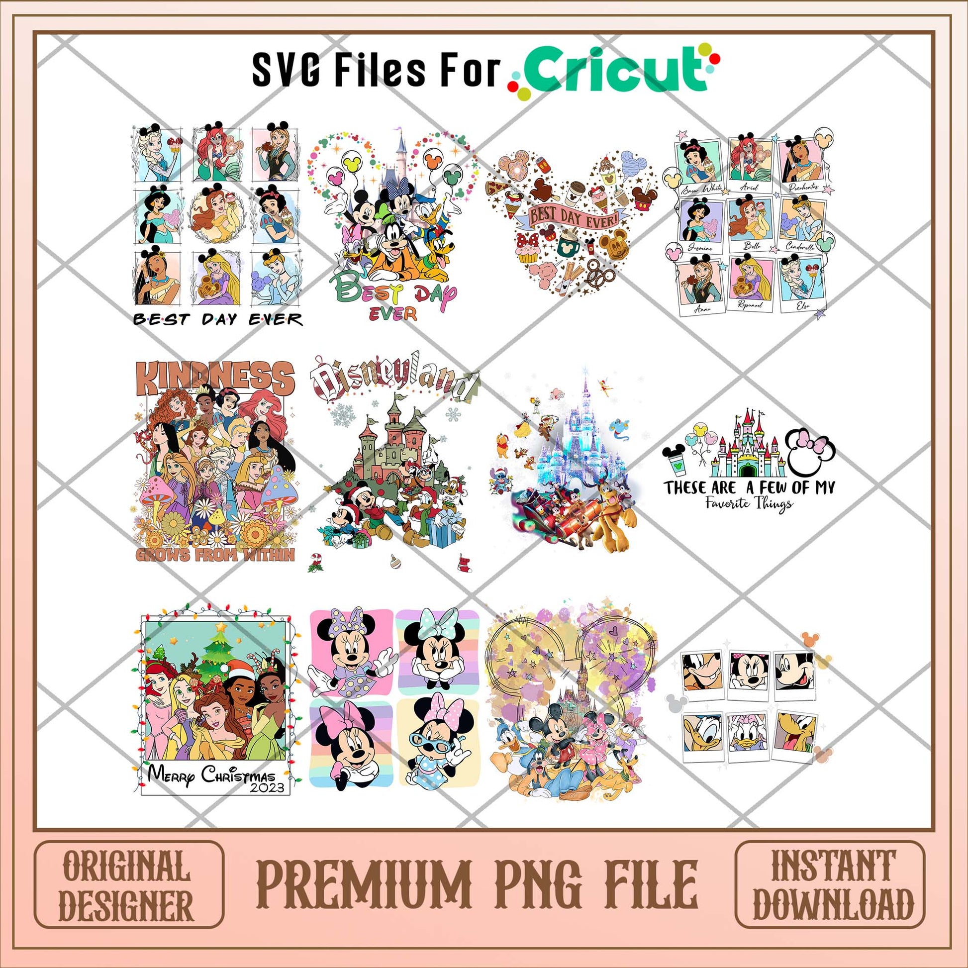 Disneyland Mickey and princess png bundle