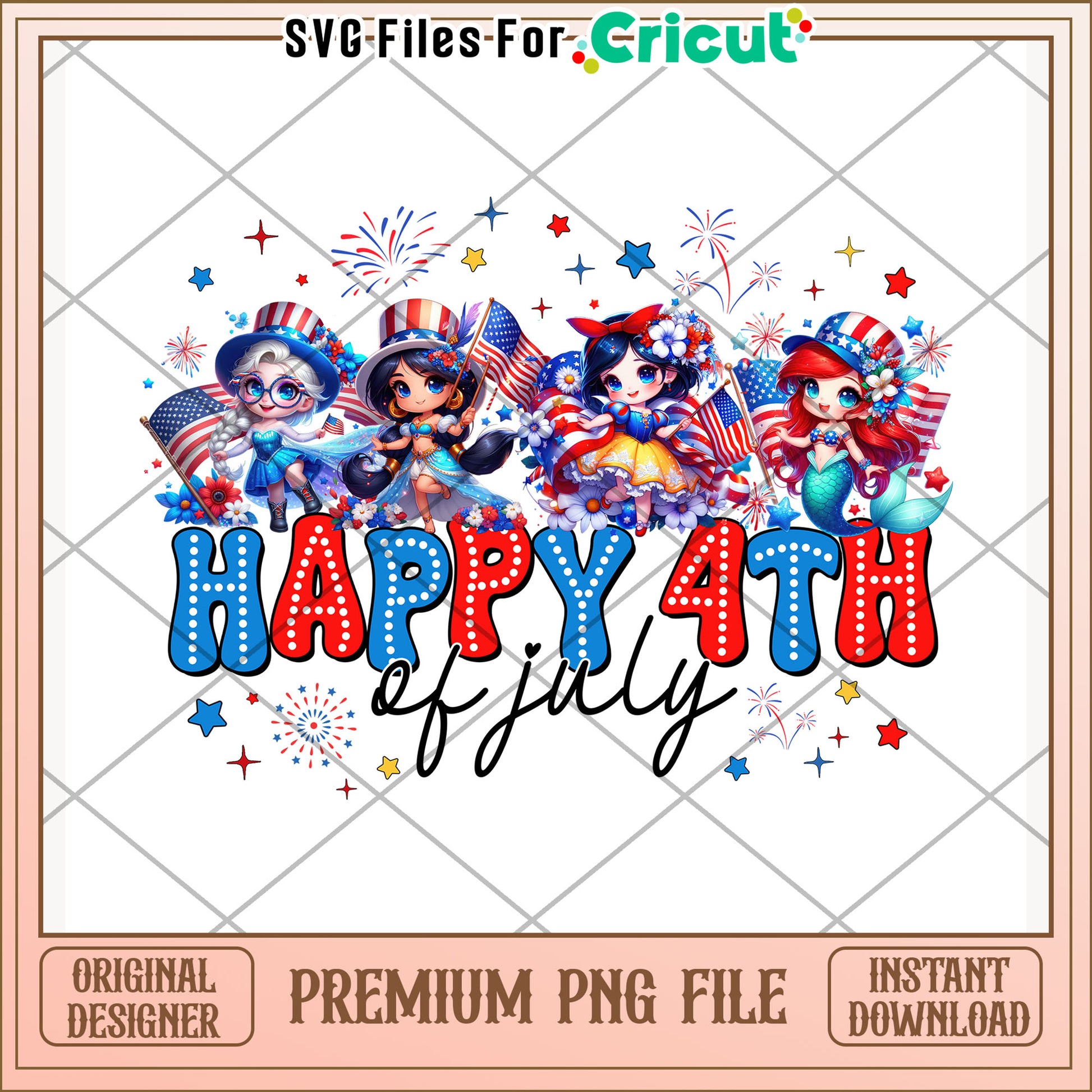 Disney princess happy 4th of july png, 4th of july design png, freedom day png