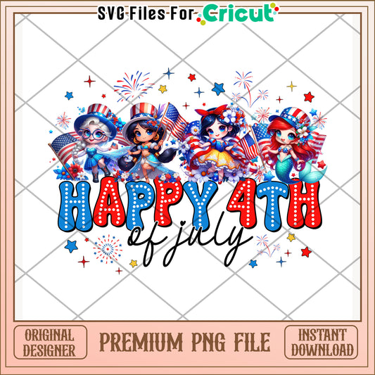 Disney princess happy 4th of july png, 4th of july design png, freedom day png