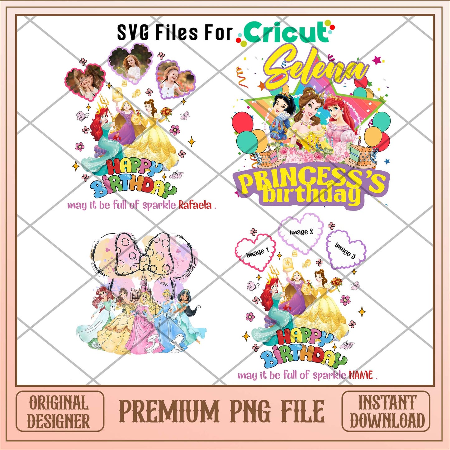 Disney princess happy birthday png bundle