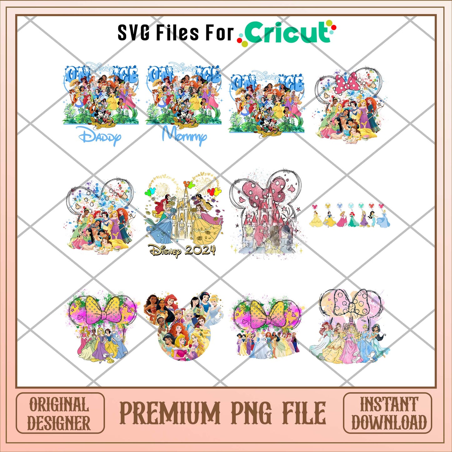 Disney Mickey heads art princess png bundle