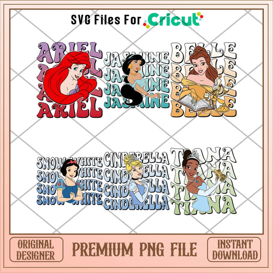 Disney princess name art png bundle