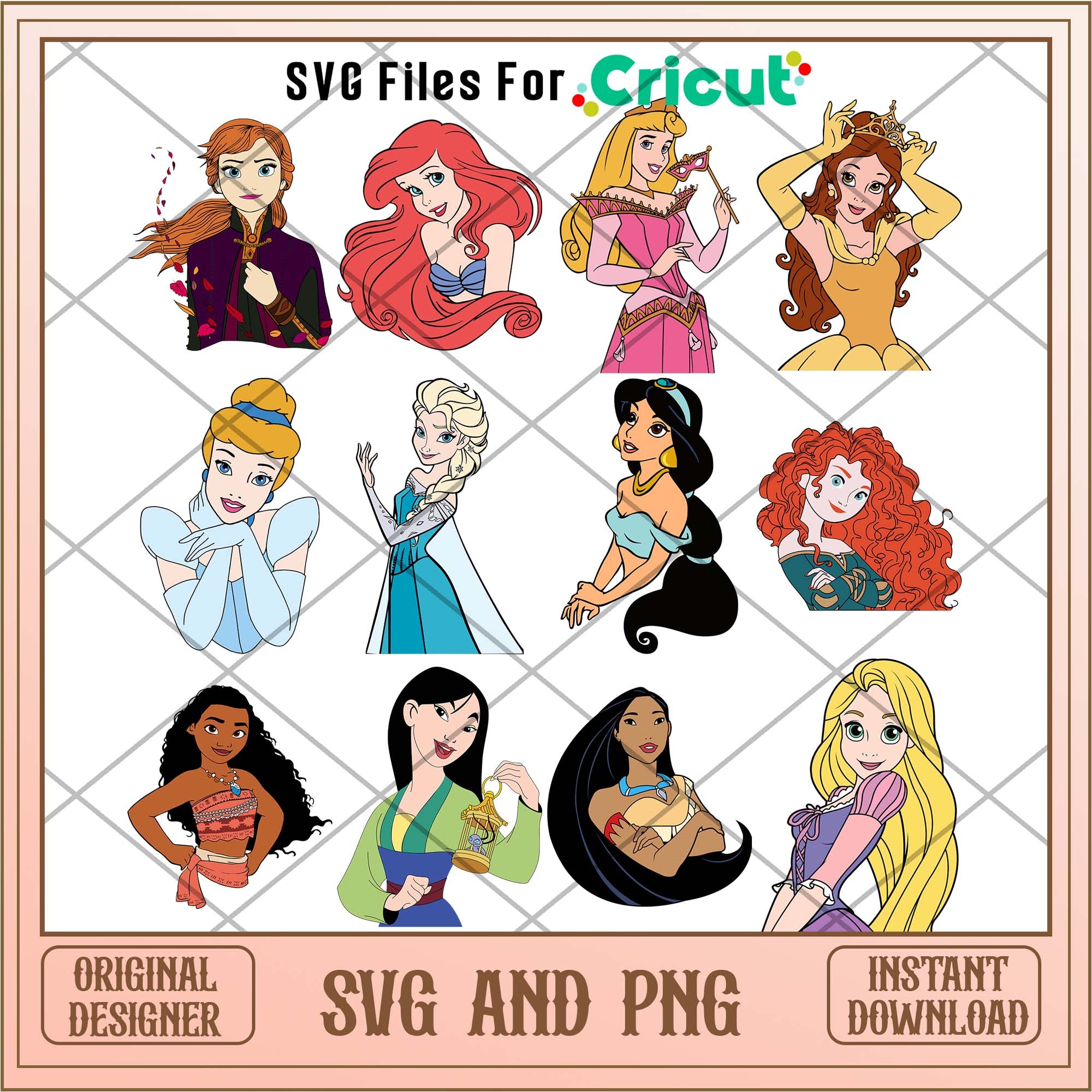 Disney princess characters svg bundle ver 2 – svg files for cricut