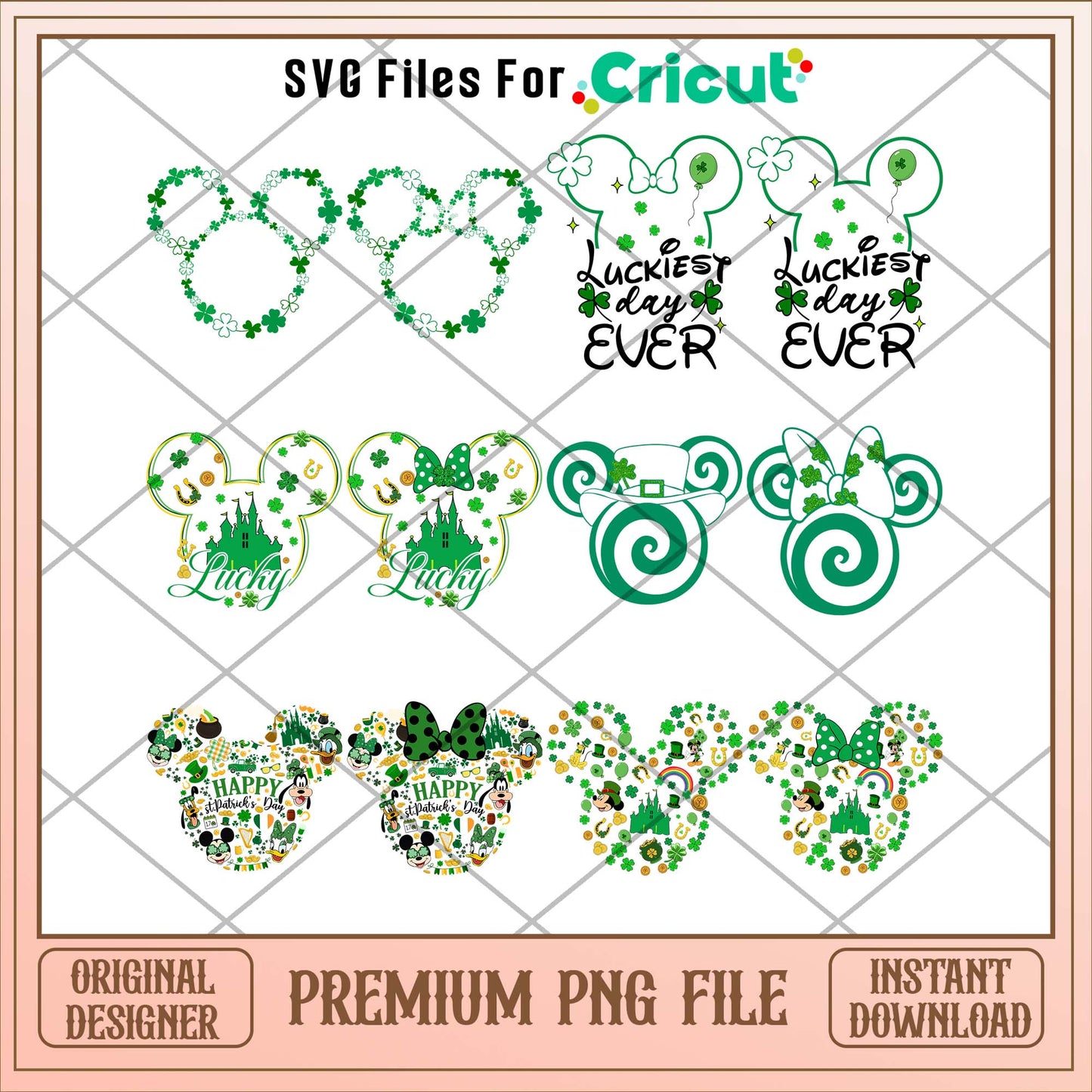 Disney Mickey head St Patrick Day PNG Bundle