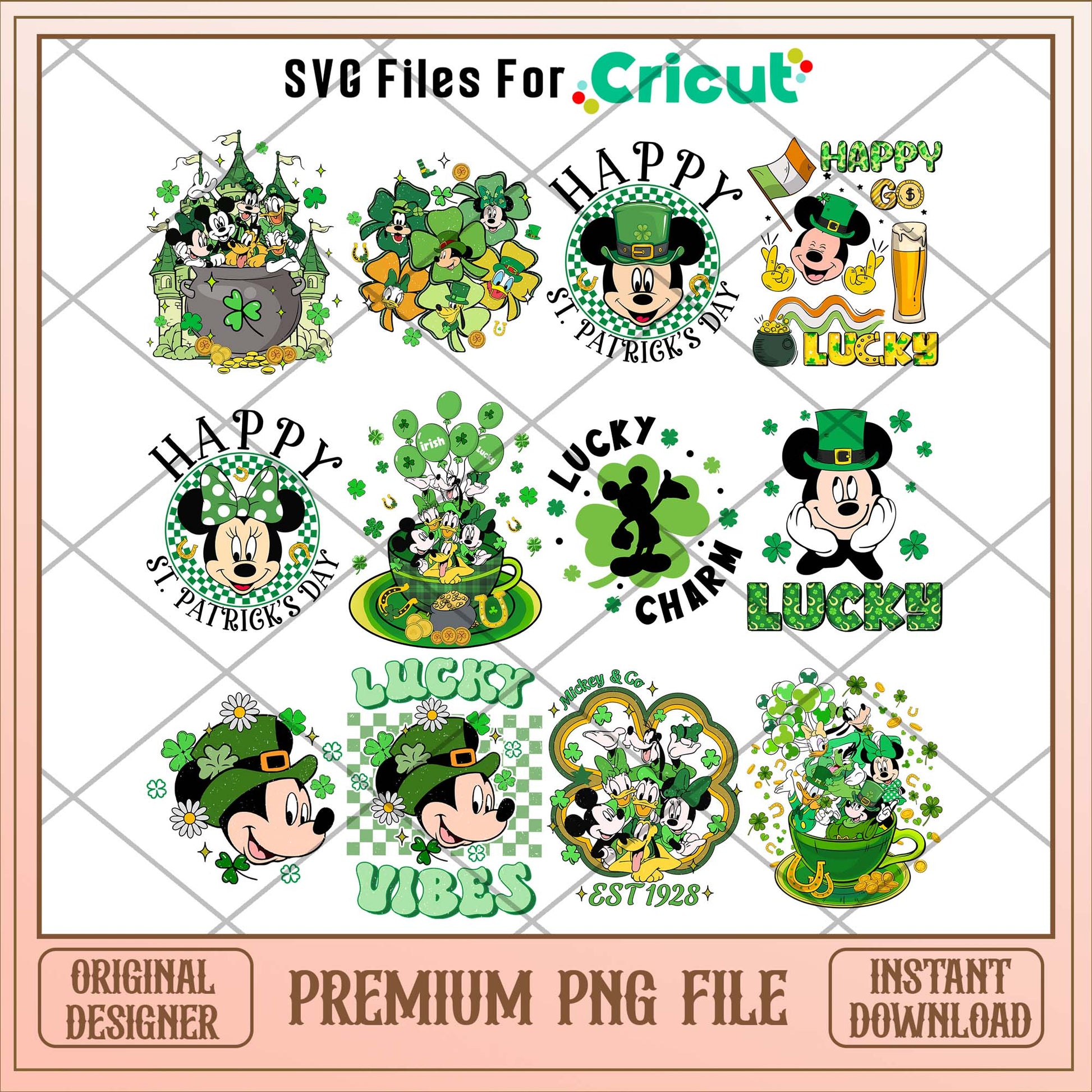 Disney Mickey beer St Patrick Day PNG Bundle