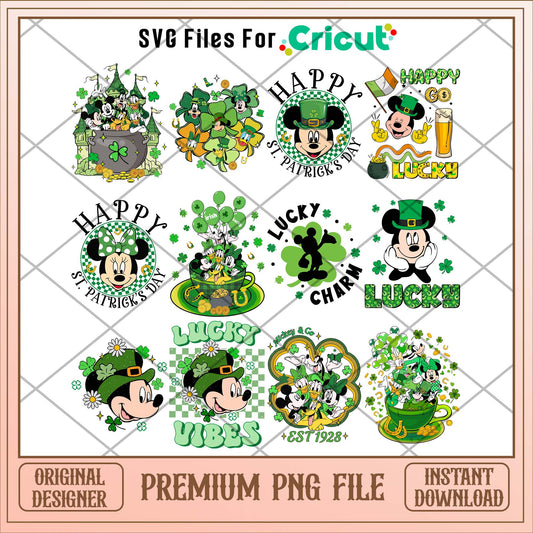 Disney Mickey beer St Patrick Day PNG Bundle