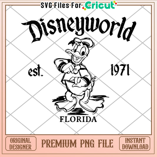 Disneyworld Donald Duck Vintage PNG File for Cricut Download