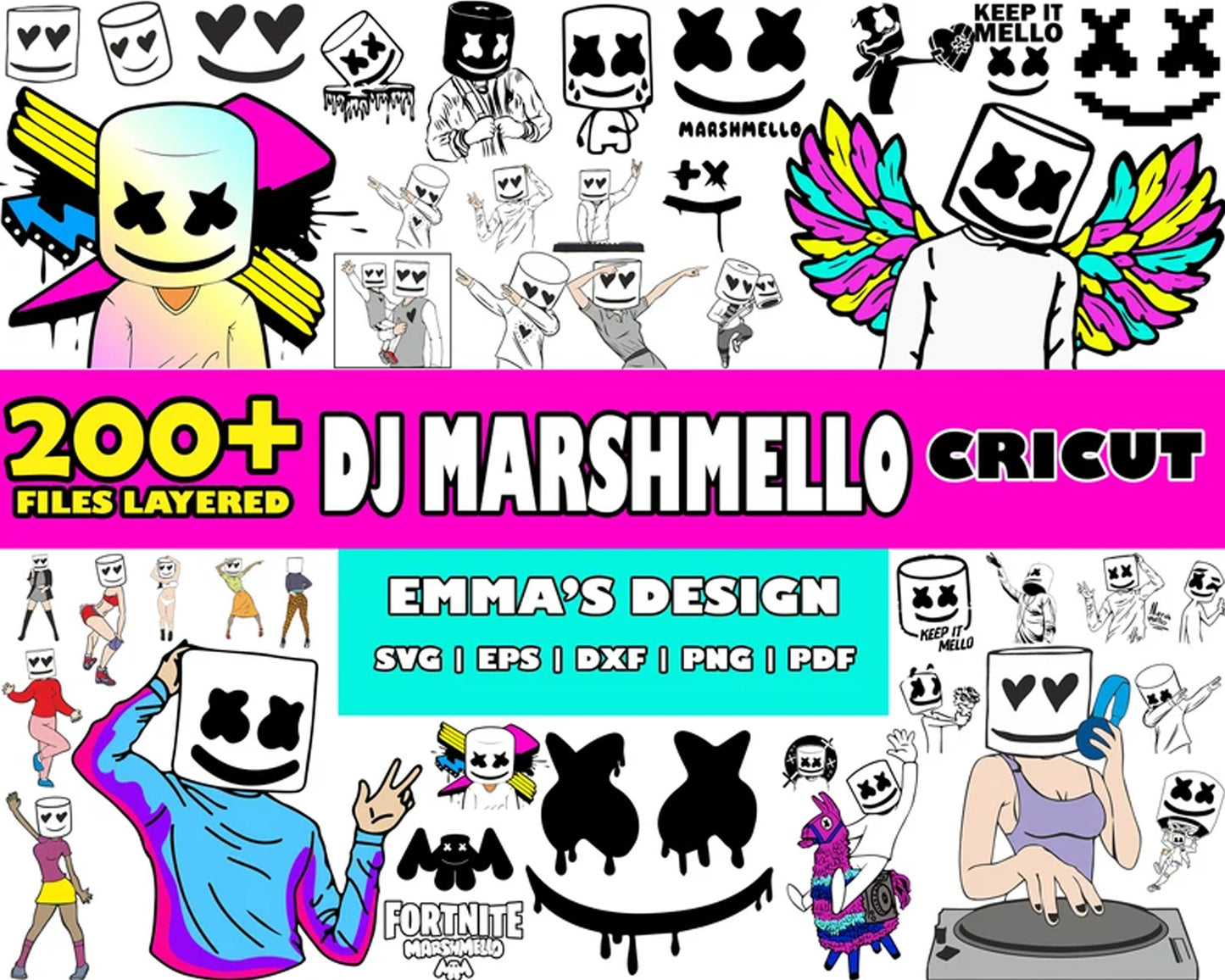 DJ marshmello cricut SVG Bundle