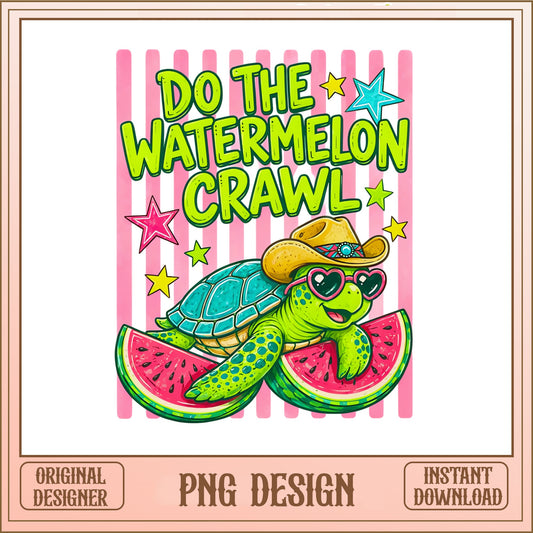 Do The Watermelon Crawl PNG, Cute Turtle Summer, Western PNG