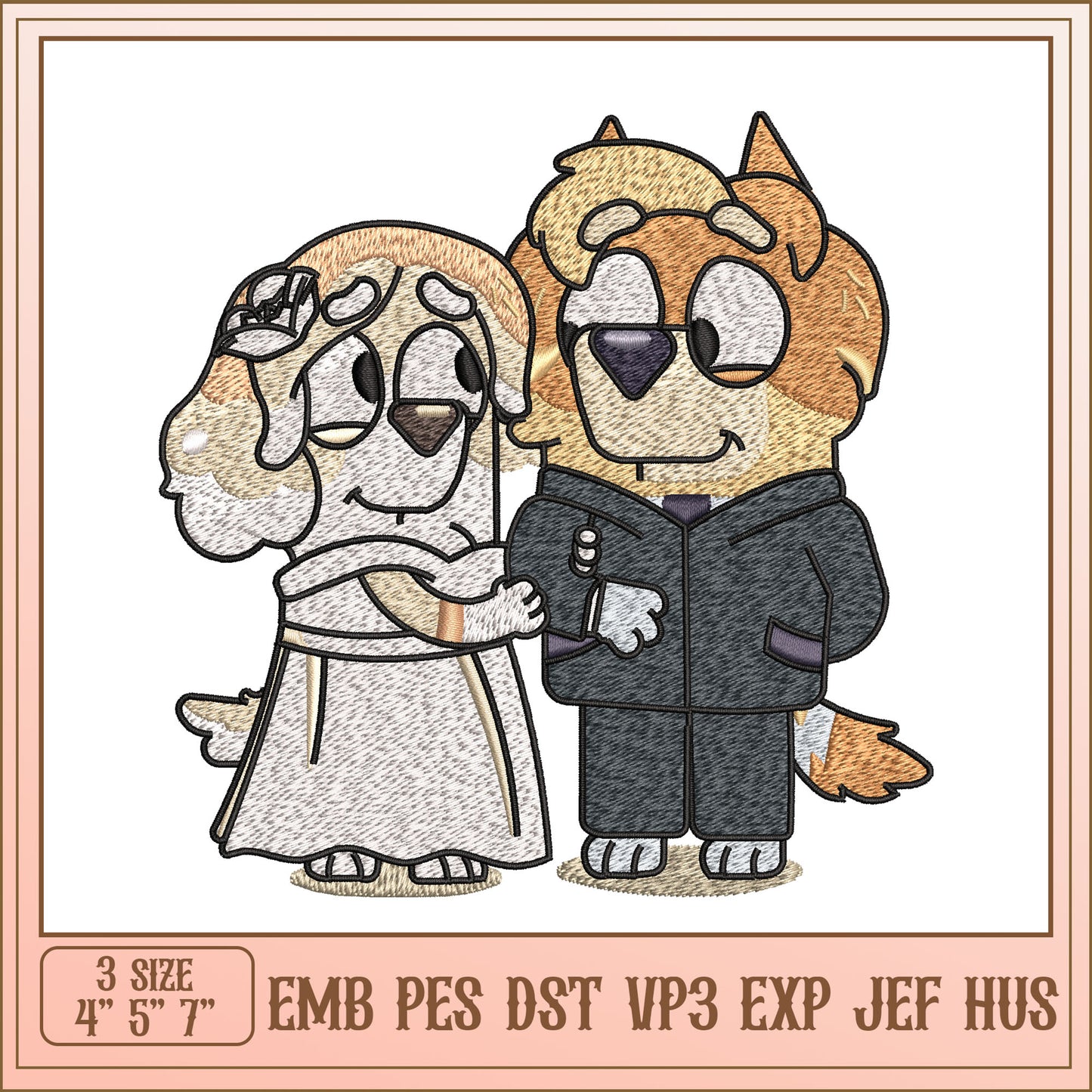 Dog Wedding Embroidery Design