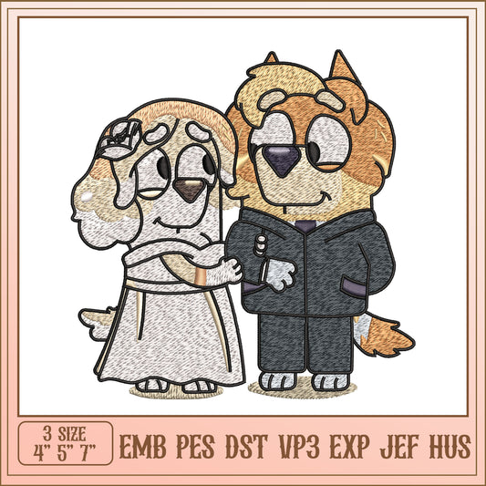 Dog Wedding Embroidery Design