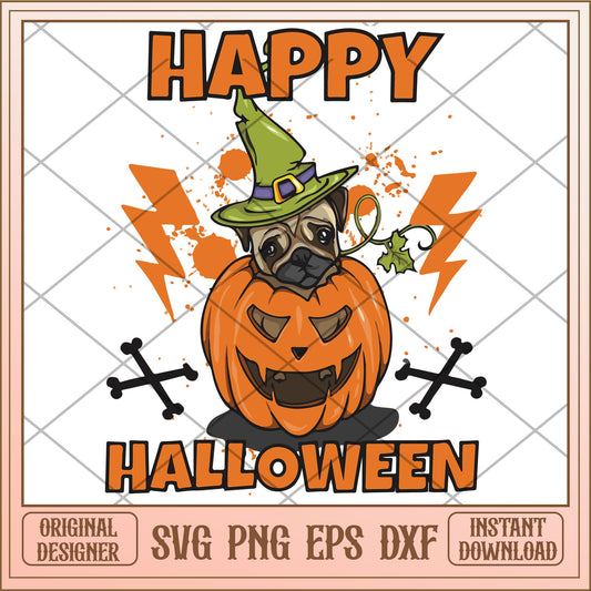 Dog pumpkin Happy halloween svg, halloween characters svg, digital download