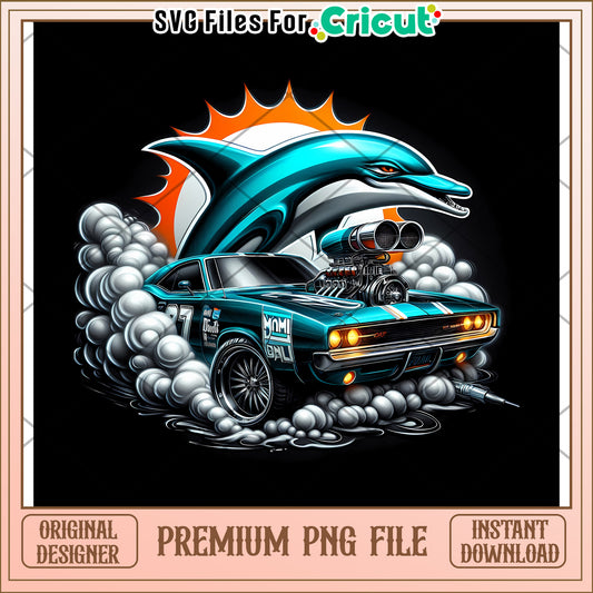 Dolphin and Car Graphic Design, Premium PNG for Creative Projects