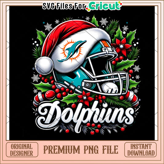 Dolphins Football Helmet Design for Christmas, Perfect for Crafts