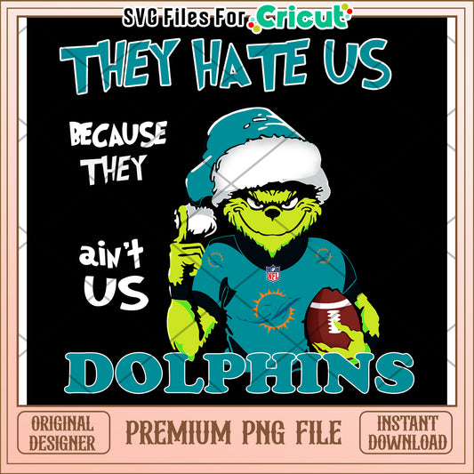 Dolphins Grinch Design, fun sports themed premium PNG file