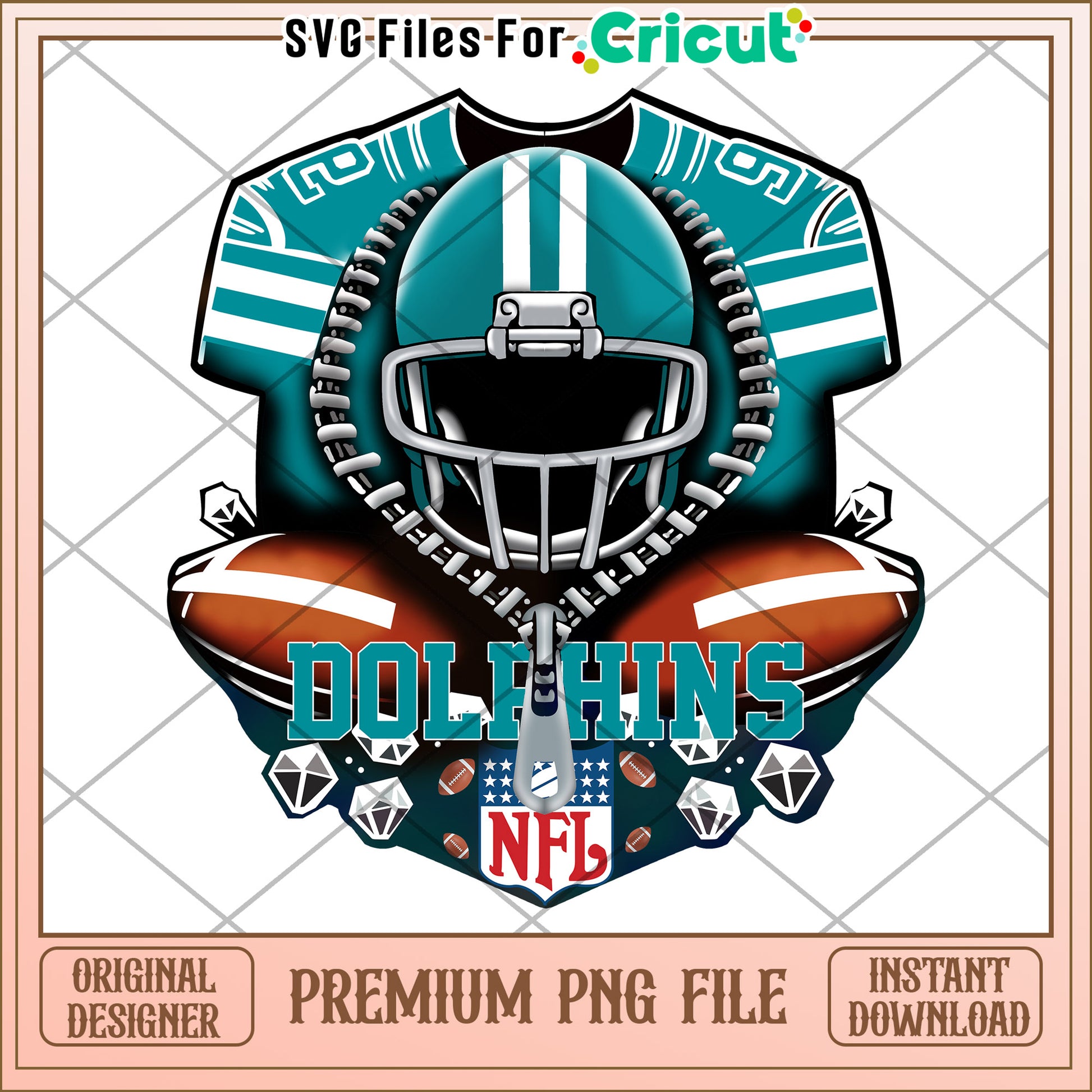 Dolphins NFL graphic design for Cricut, premium PNG file download