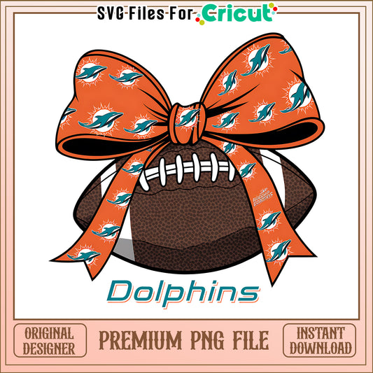 Dolphins rugby ball and bow png, Miami Dolphins png, NFL png