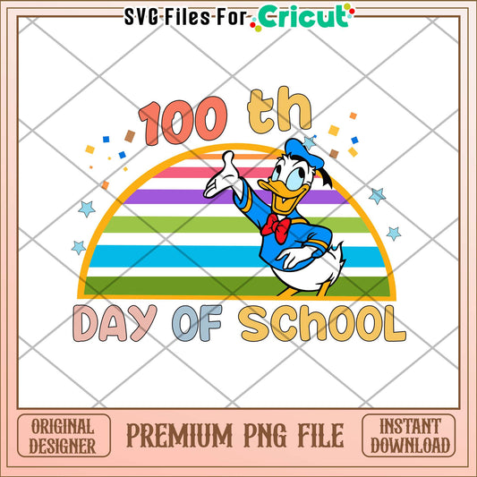 Donald 100th days of shcool pastel png, school day png