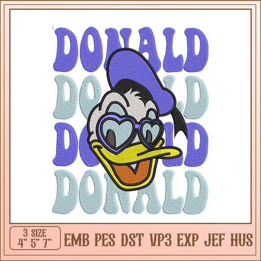 Donald Duck Embroidery Design Fun Colorful Format for Crafts