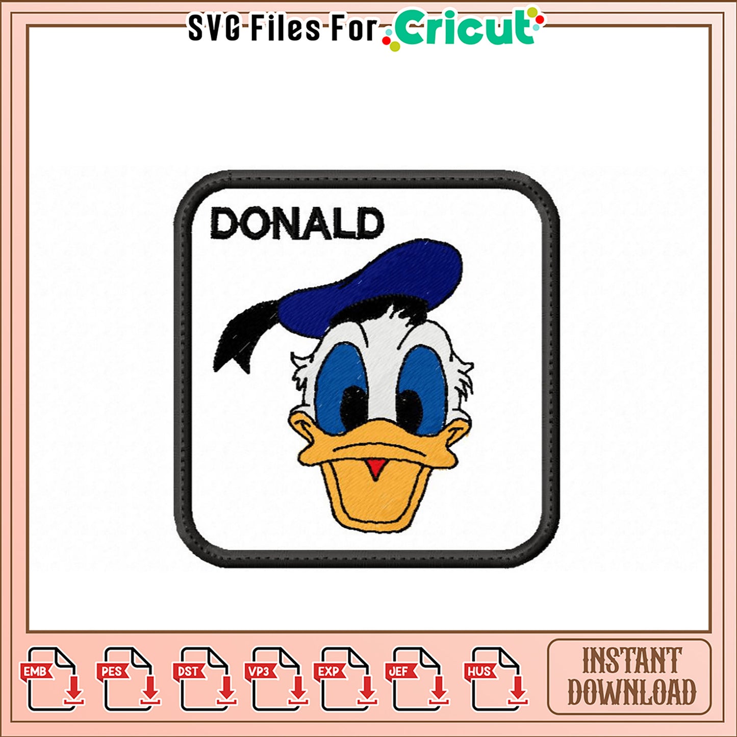 Donald Duck Embroidery Design Instant Download