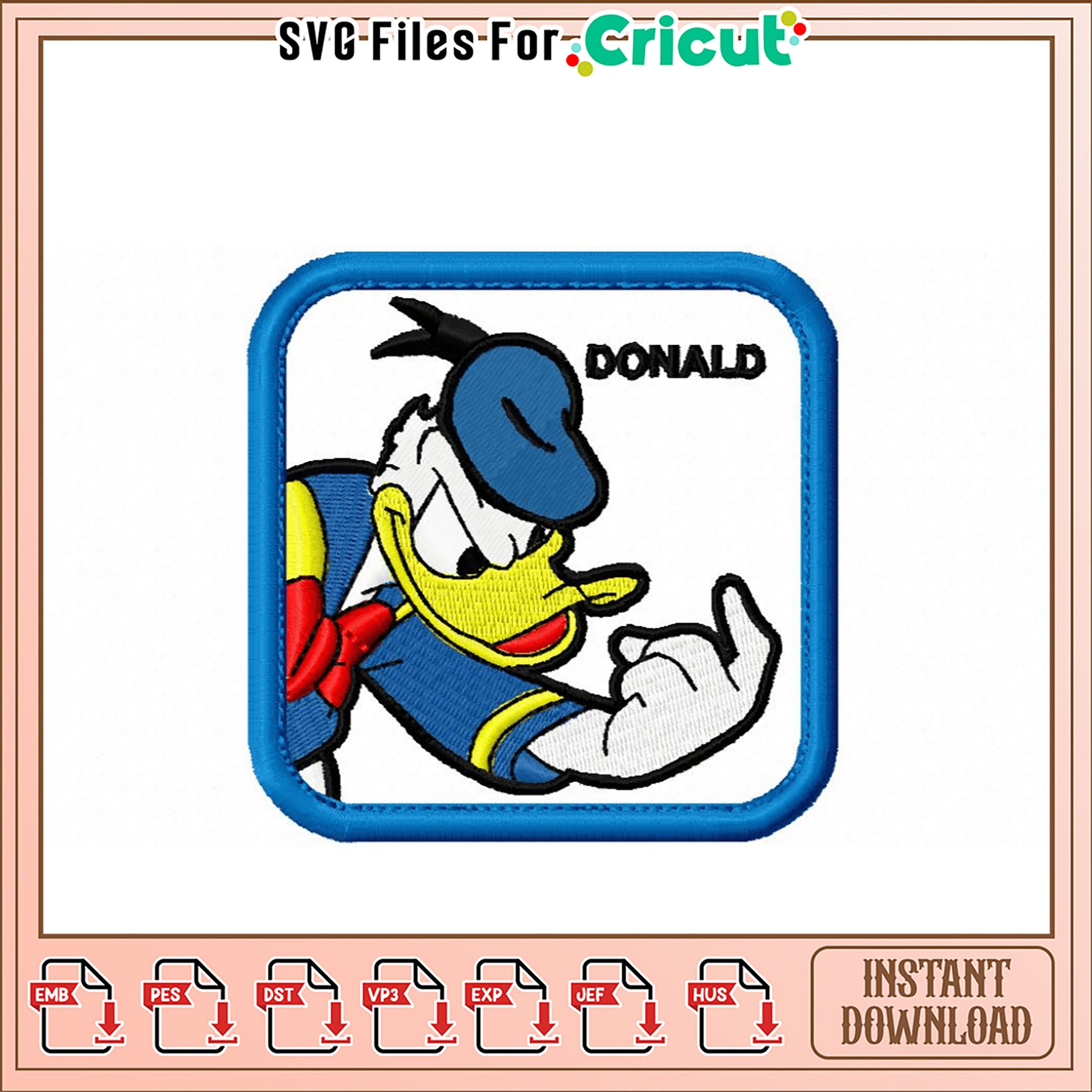 Donald Duck Embroidery Design Instant Download File