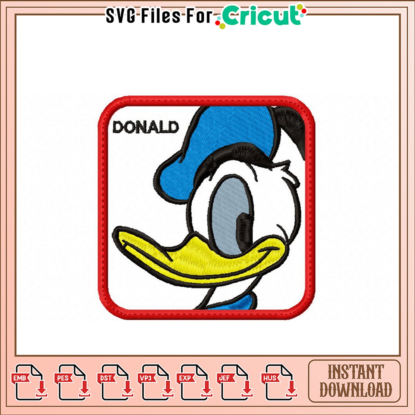Donald Duck Embroidery Design Instant Download Files