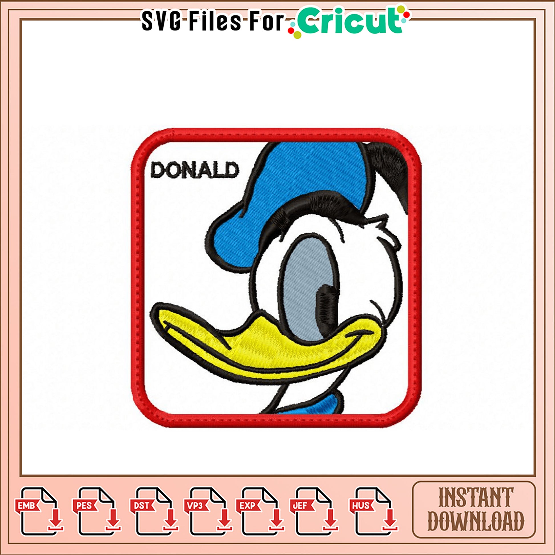 Donald Duck Embroidery Design Instant Download Files