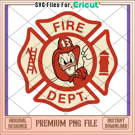 Donald Duck Fire Dept PNG Design
