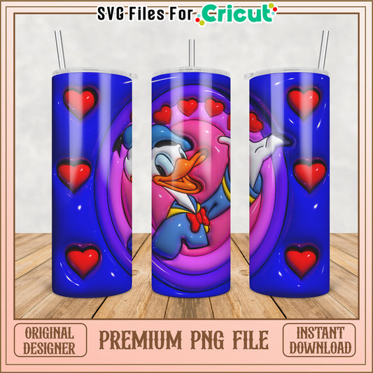 Donald Duck Hearts Tumbler PNG