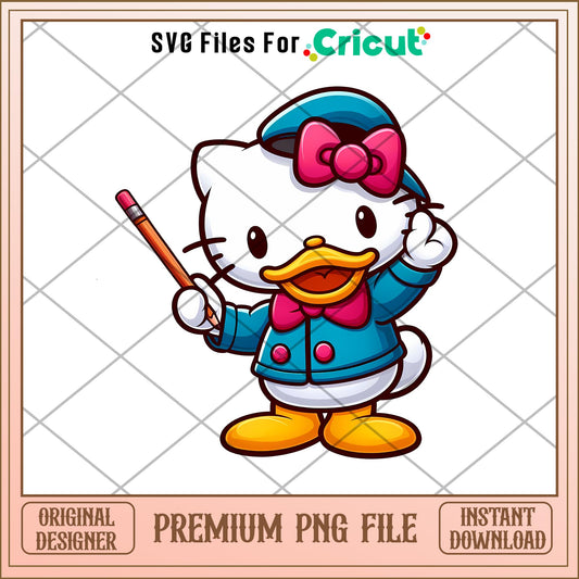 Donald Duck Hello Kitty png, Disney characters png, Digital Download