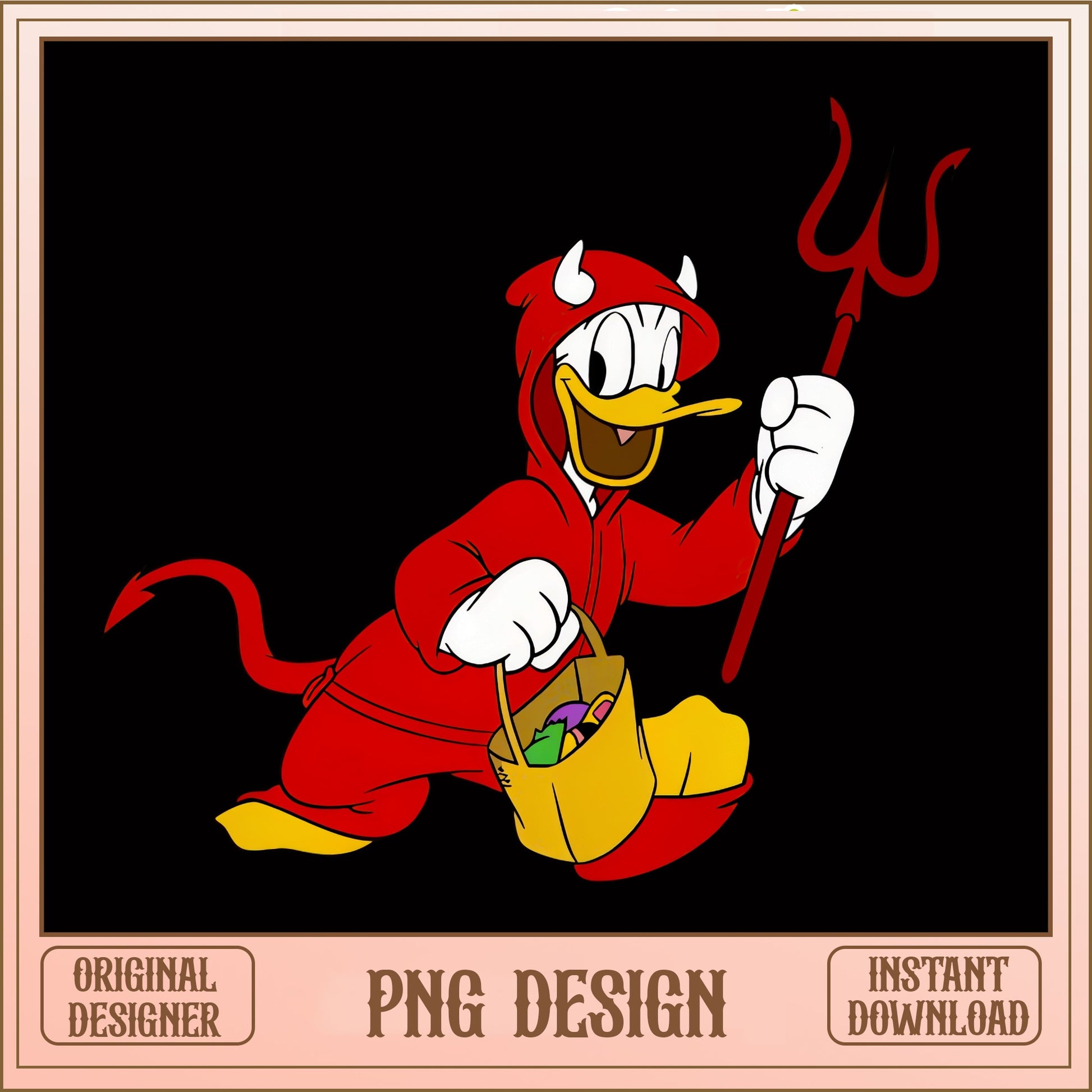 Donald Duck Halloween Devil Costume PNG, Disney PNG, Halloween PNG