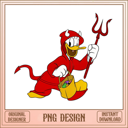 Donald Duck Halloween Devil PNG, Disney Halloween PNG, Trick Or Treat PNG