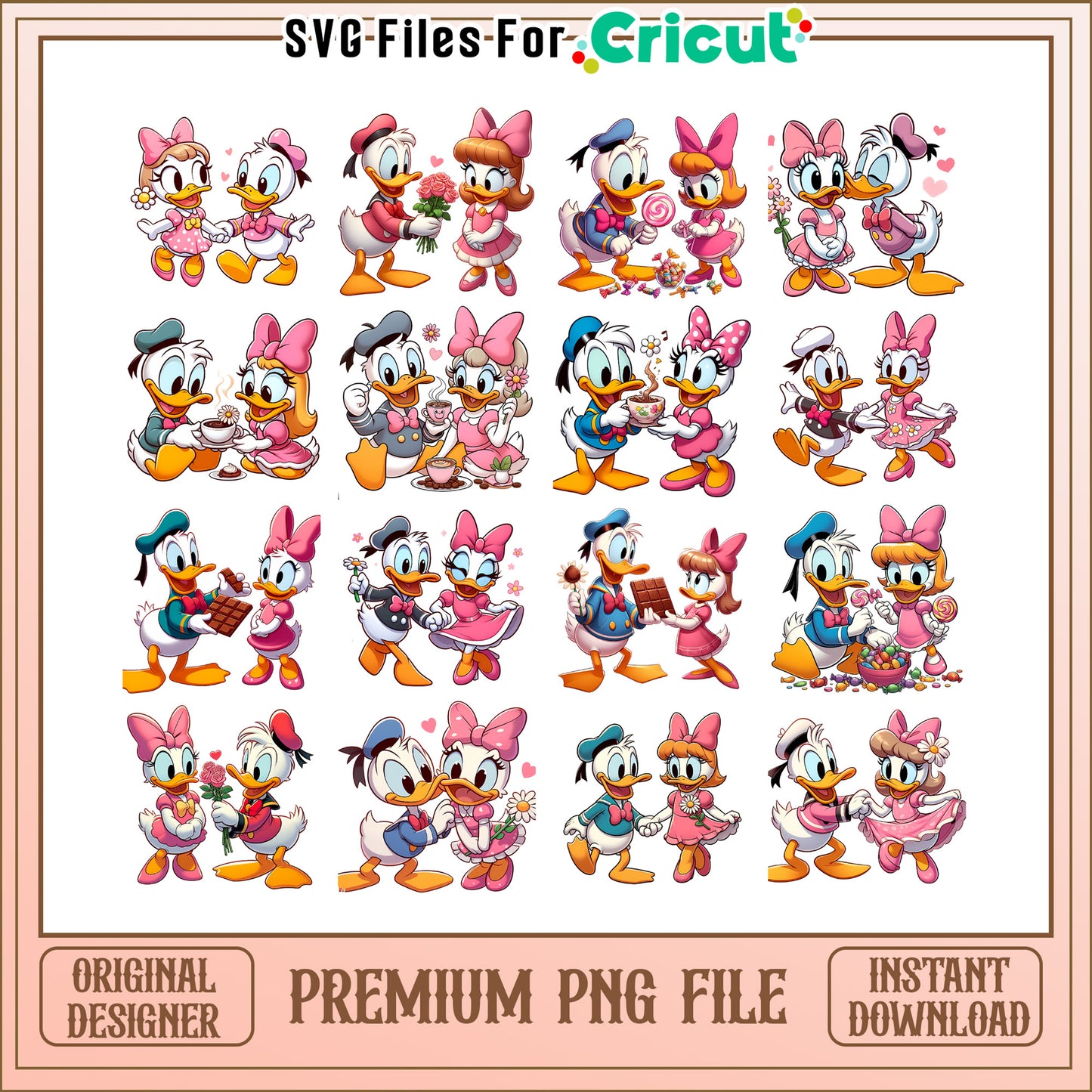 Donald duck couple valentine bundle png, donald duck valentine​ png