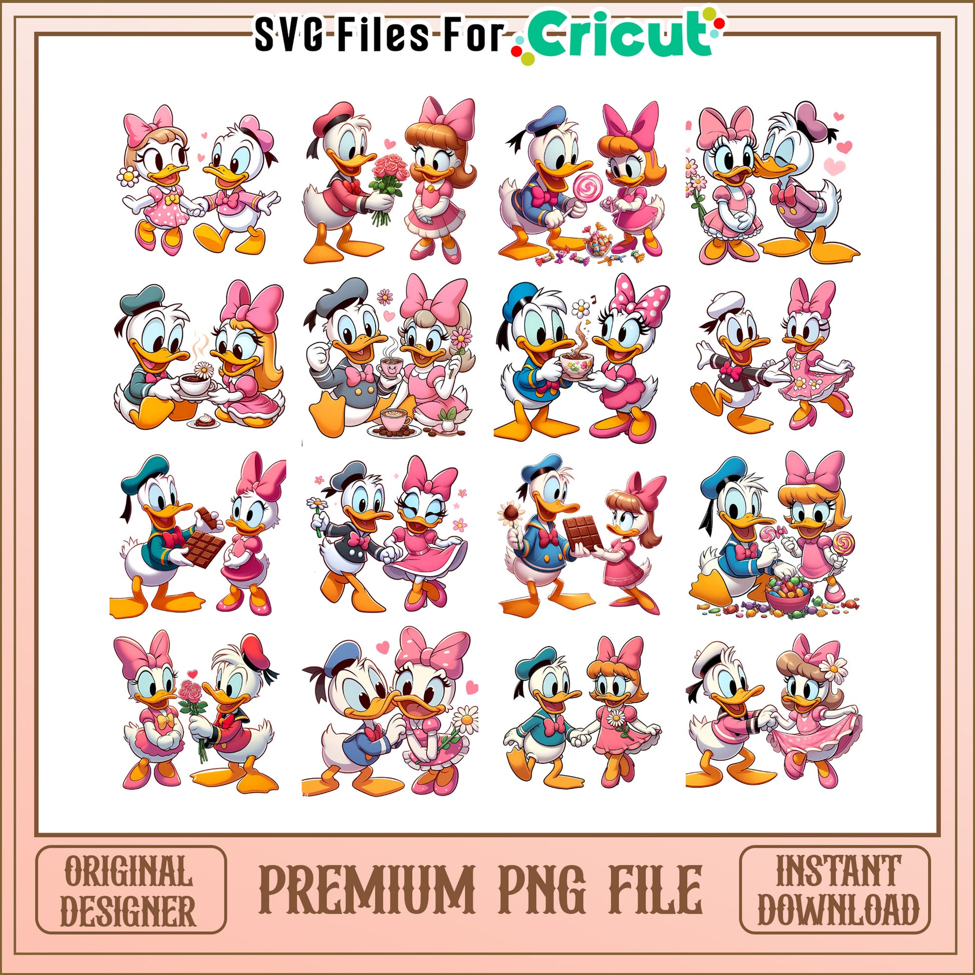 Donald duck couple valentine bundle png, donald duck valentine​ png