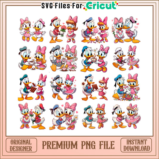 Donald duck couple valentine bundle png, donald duck valentine​ png