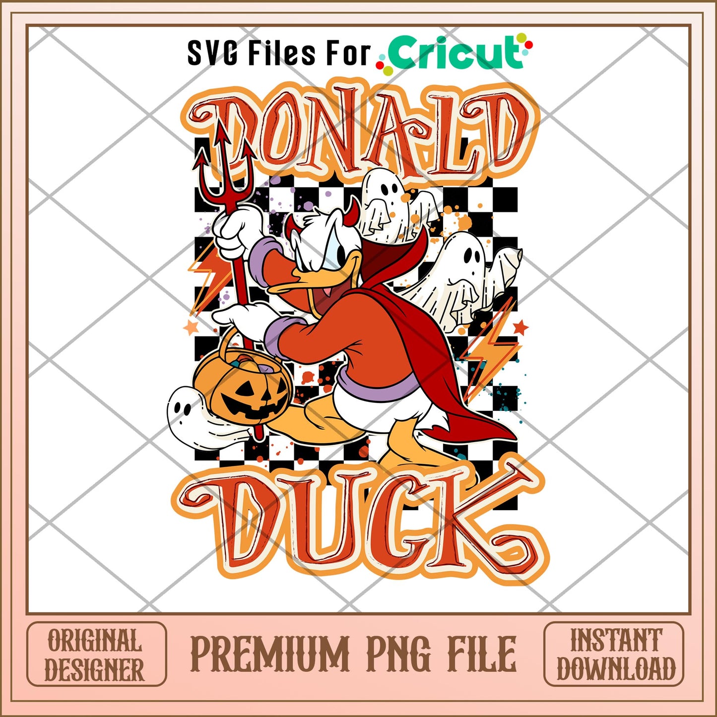 Donald duck checkered png, donald duck png, halloween png