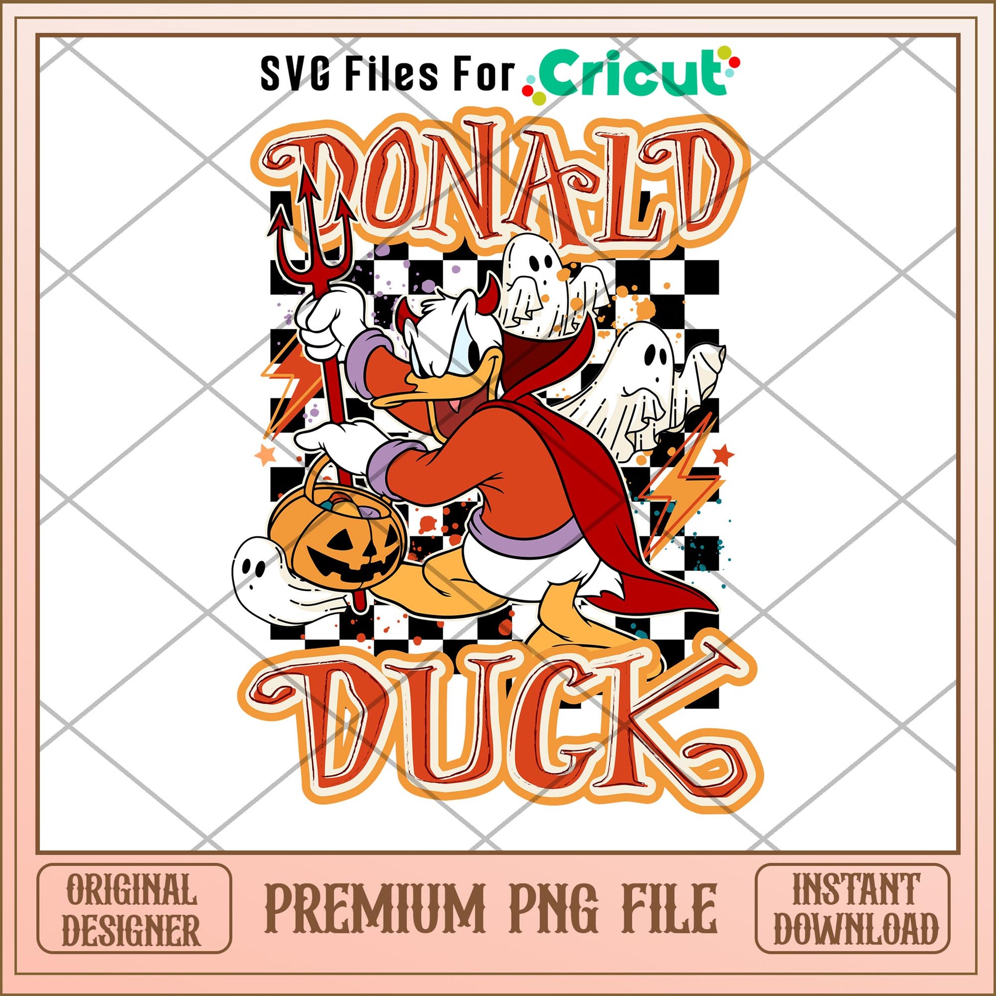 Donald duck checkered png, donald duck png, halloween png