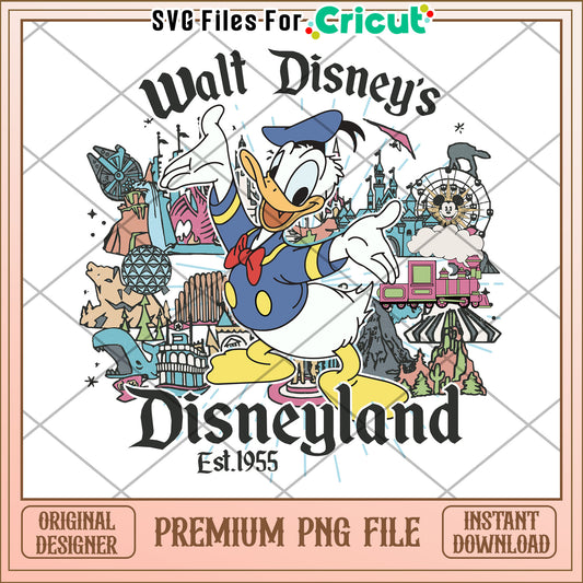 Donald disneyland est 1955 png, daisy and donald png, donald png