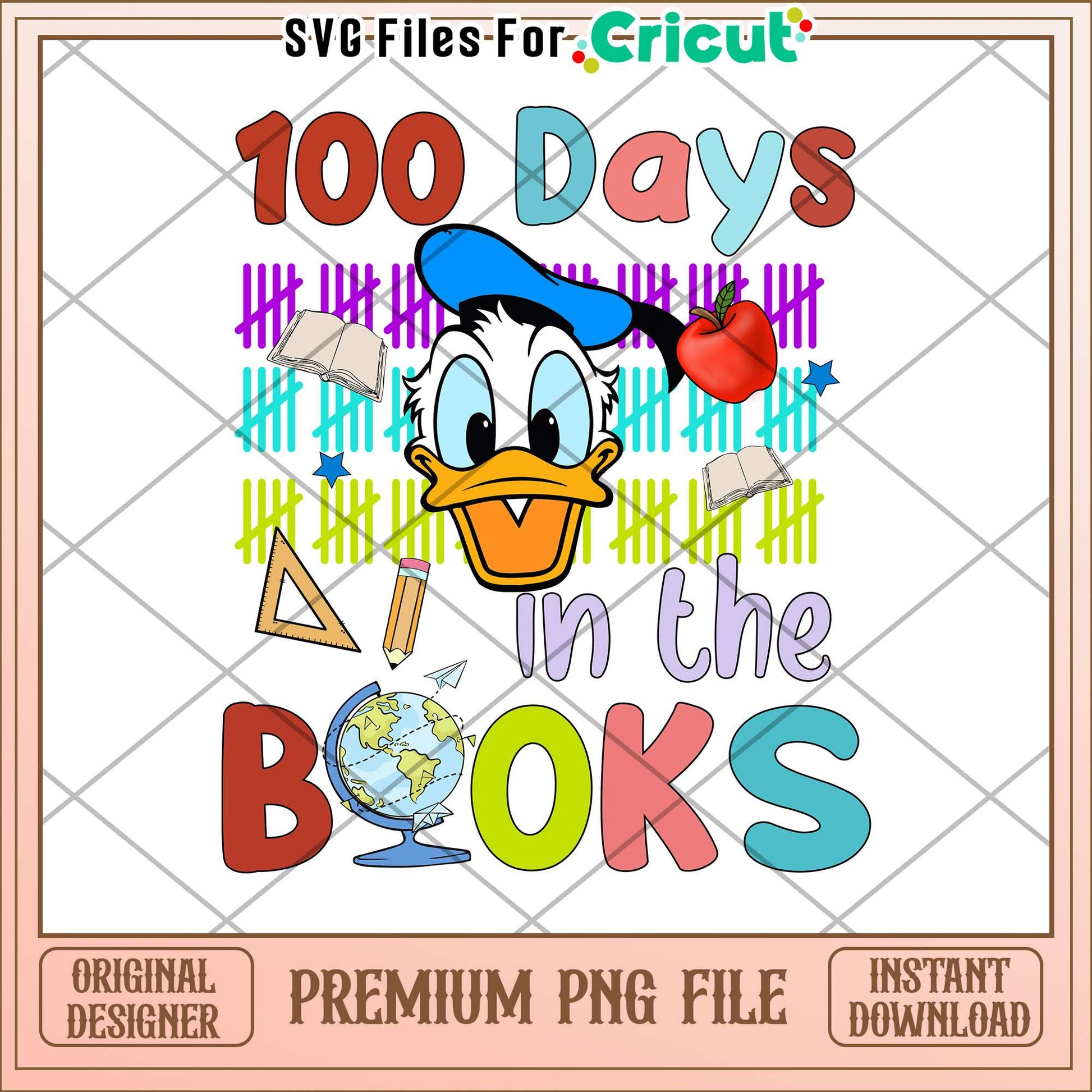 Donald duck 100 days in the book png, disney school png