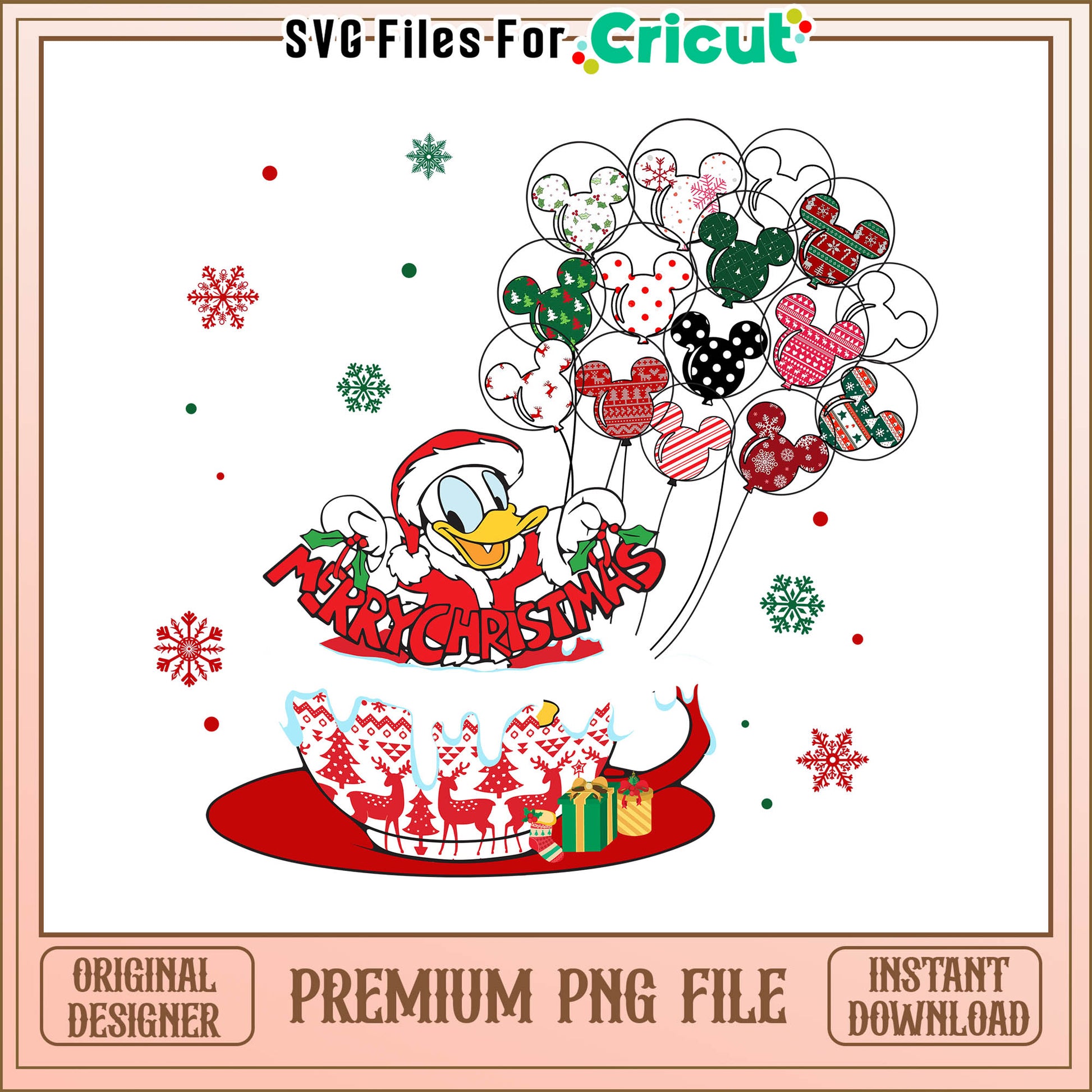 Donald duck cup balloon christmas png, donald duck cup​ png