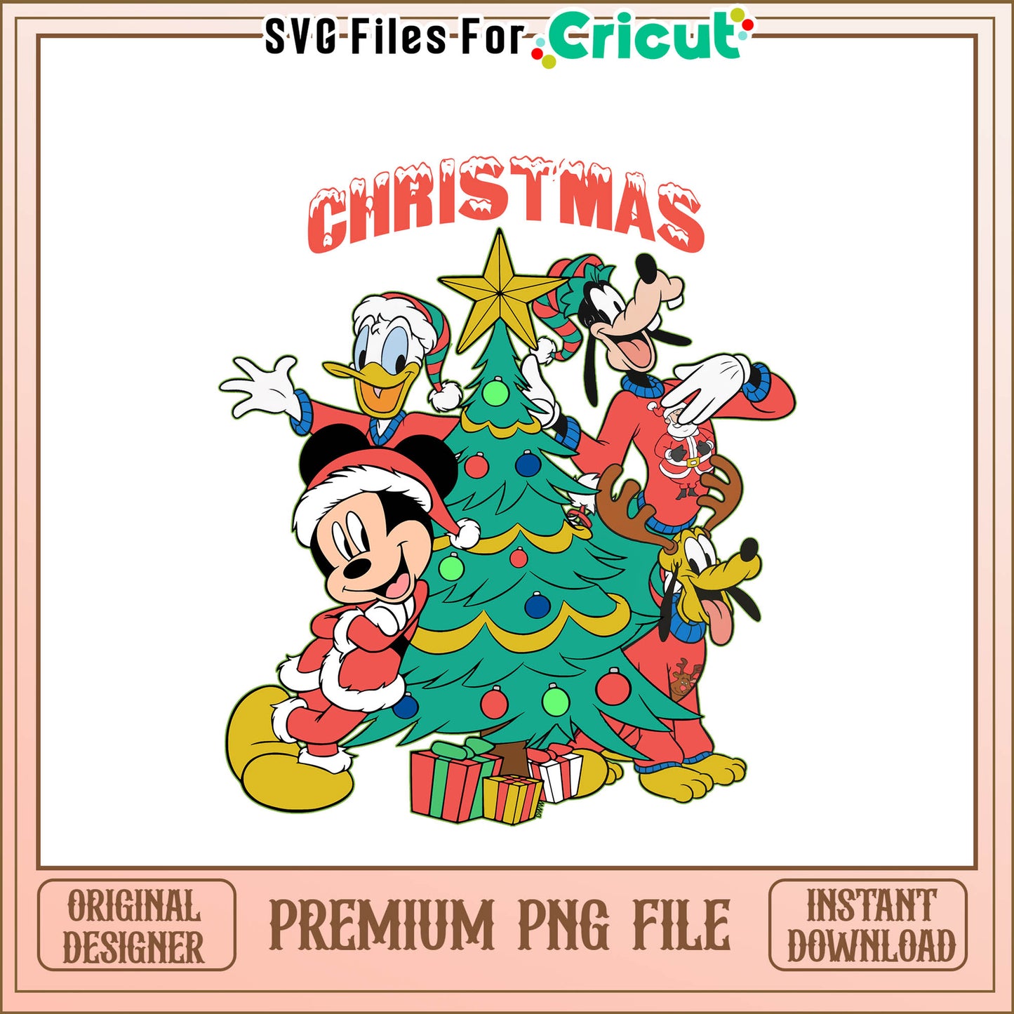 Donald goofy mickey christmas tree png, mickey mouse christmas​ png