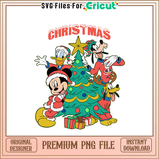 Donald goofy mickey christmas tree png, mickey mouse christmas​ png