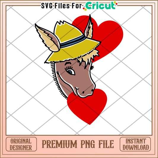 Donkey Valentine PNG Cricut Design