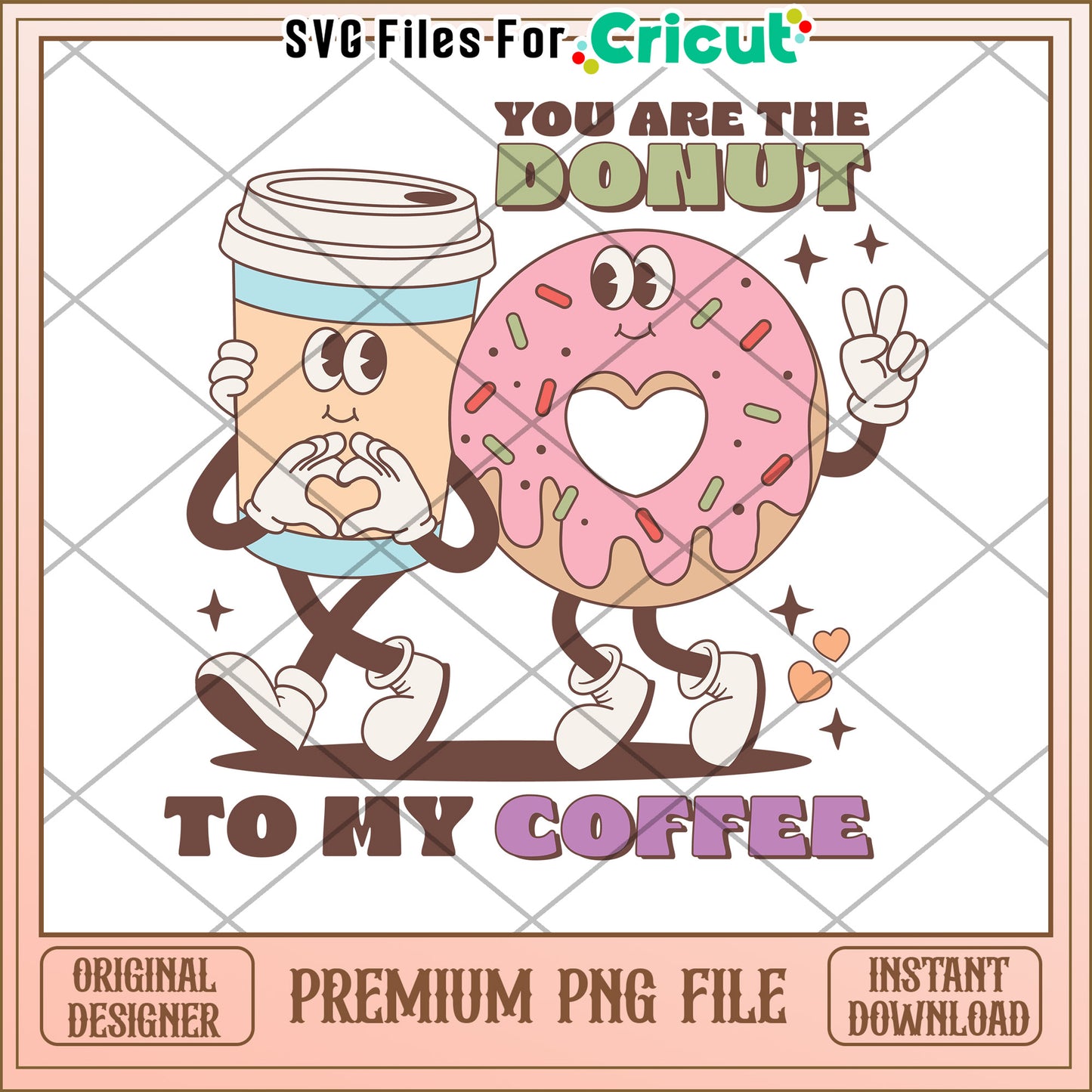 Donut Coffee Couple PNG Sublimation