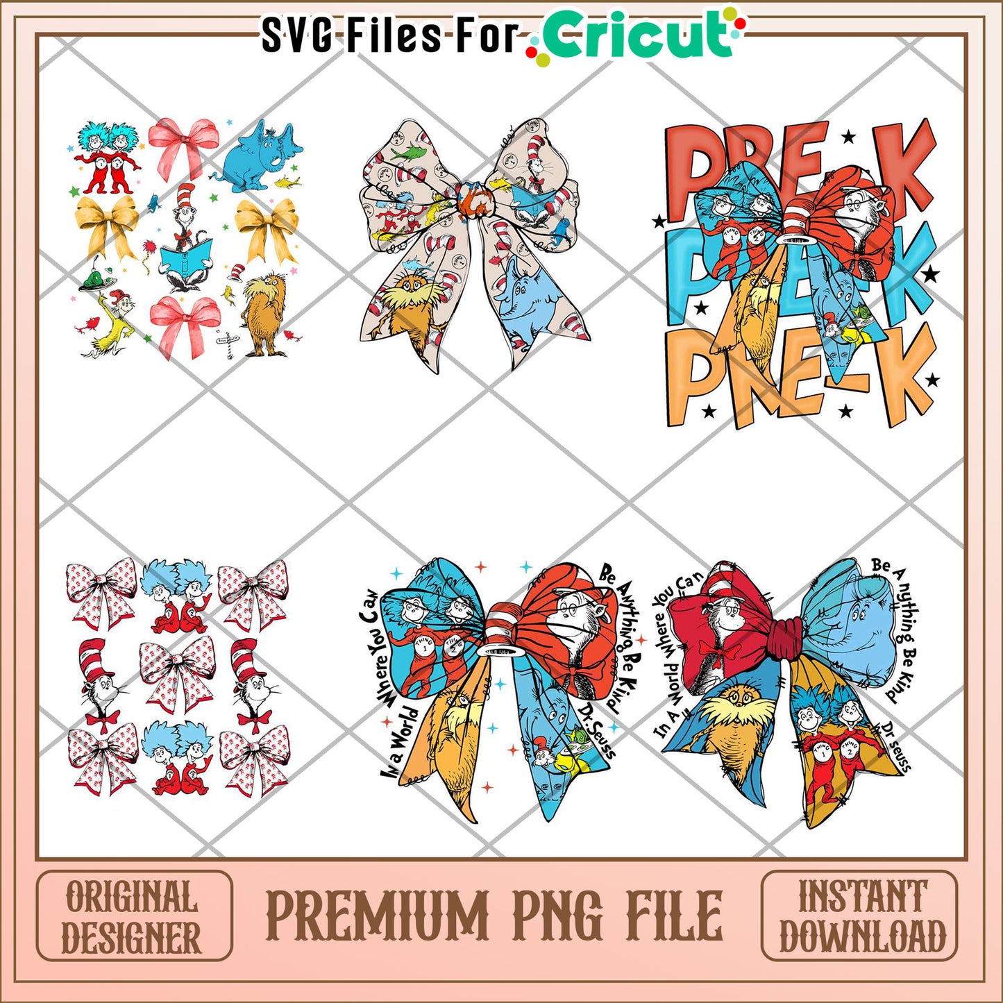 Dr. Seuss Bow Bundle Premium PNG for Creative Projects