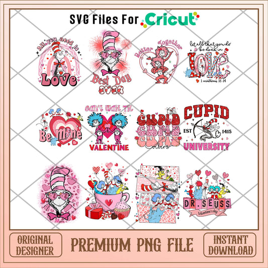 Dr.Seuss love vibes png bundle