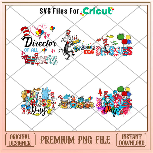 Dr Seuss cartoon colorful logo png bundle