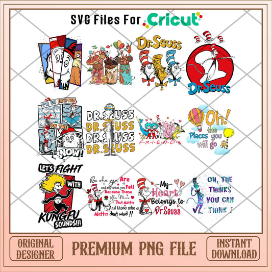 Dr.Seuss comic logo png bundle