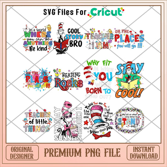 Dr.Seuss comic why fit in png bundle